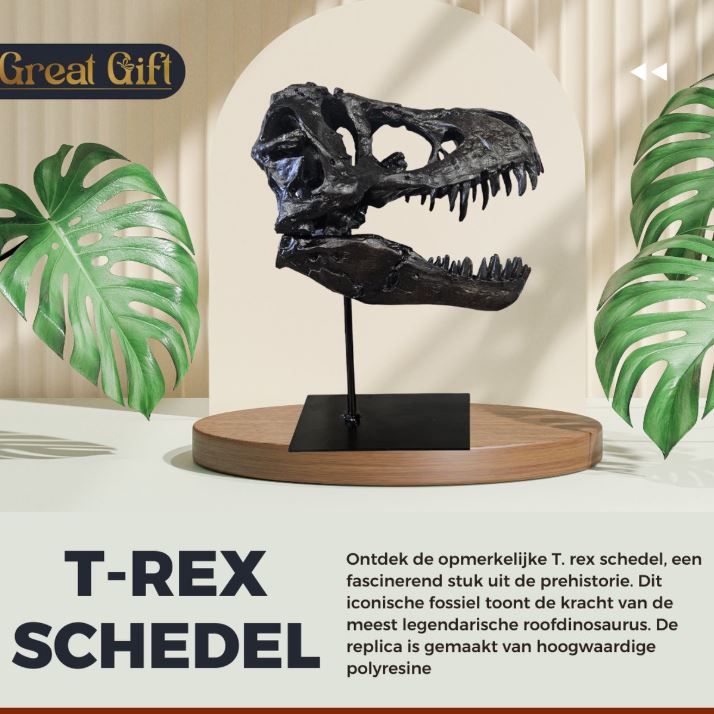 T-Rex schedel op Standaard - Replica - 30cm