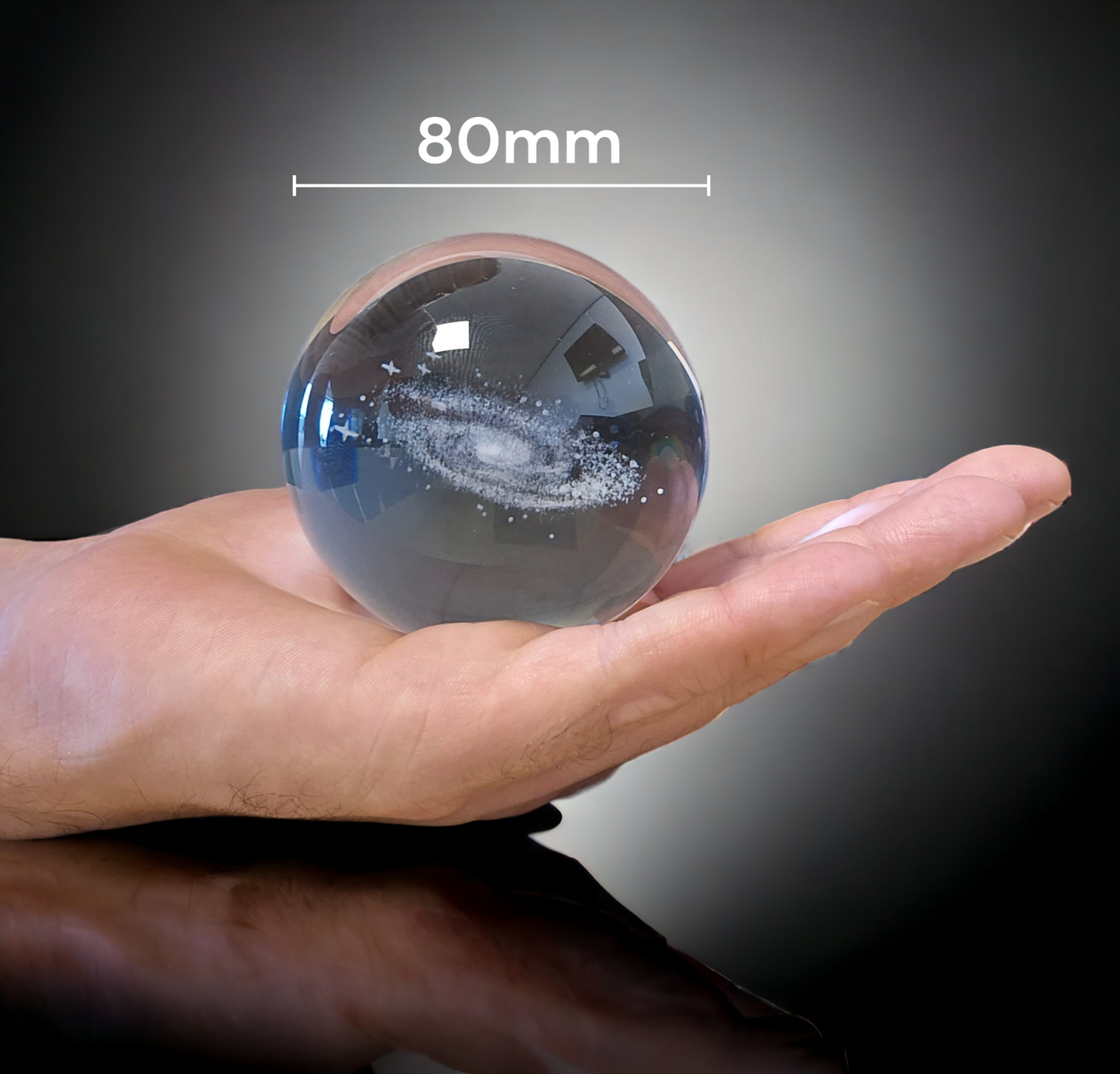 3D Kristal bol met Gegraveerd Sterrenstelsel