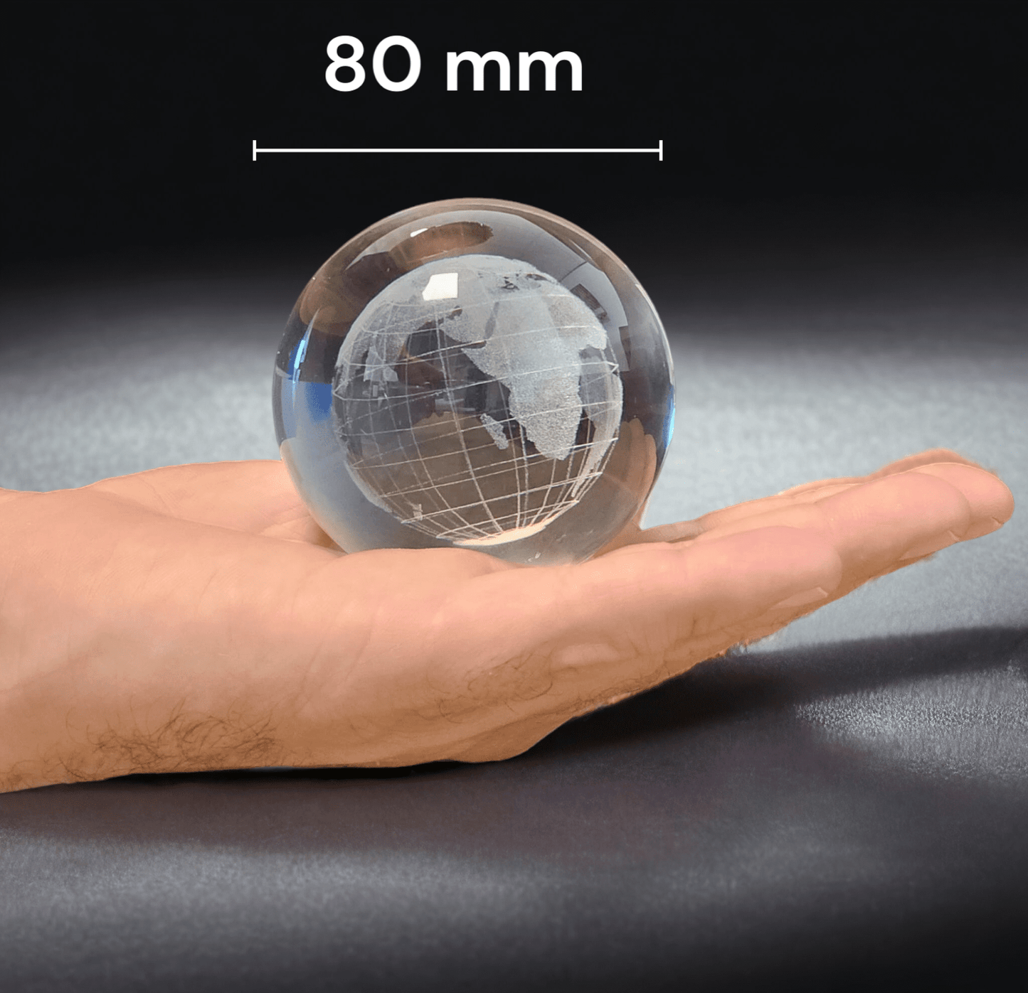 3D Kristal Bol met Gegraveerde Aarde
