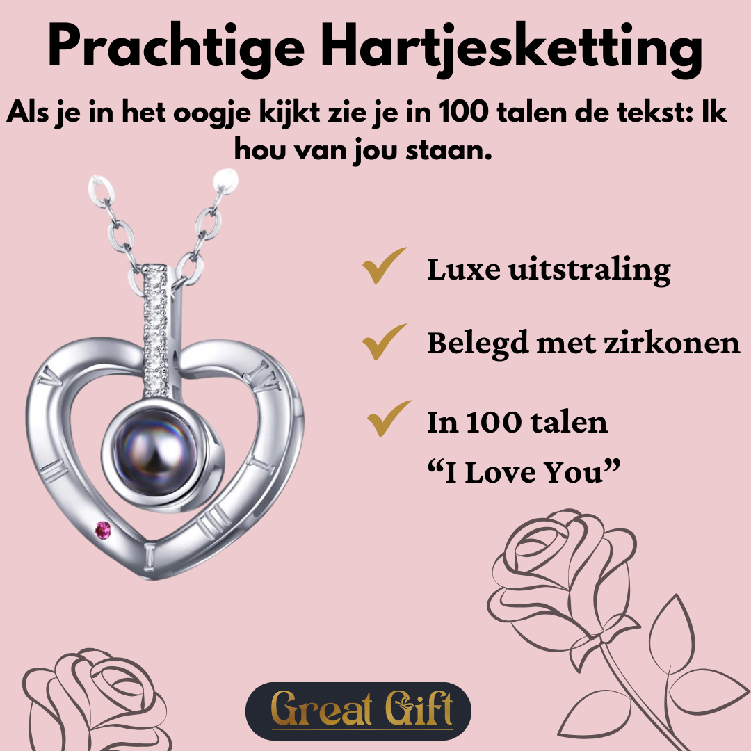 Sieradendoos met Roos, Hartjesketting & Rozenblaadjes