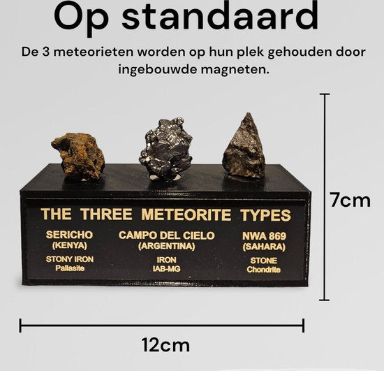 3 Meteorieten op standaard