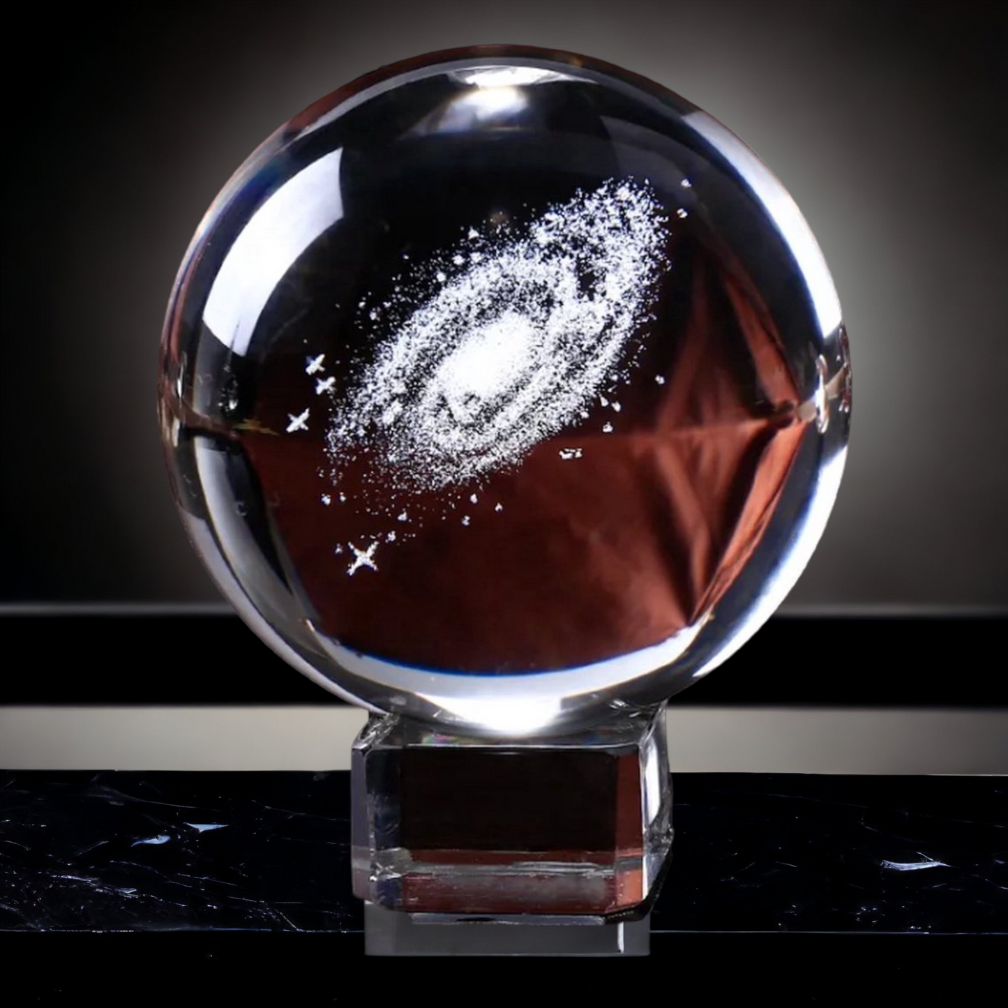 3D Kristal bol met Gegraveerd Sterrenstelsel